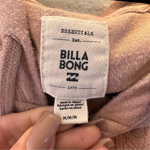 Billabong Essentials Sherpa Zip Hoodie Medium Cozy Dusty Rose Zip Jacket Pockets - Picture 2 of 9